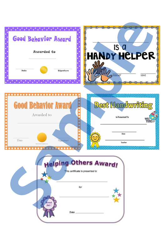 5 pack Certificates of Good Behavior