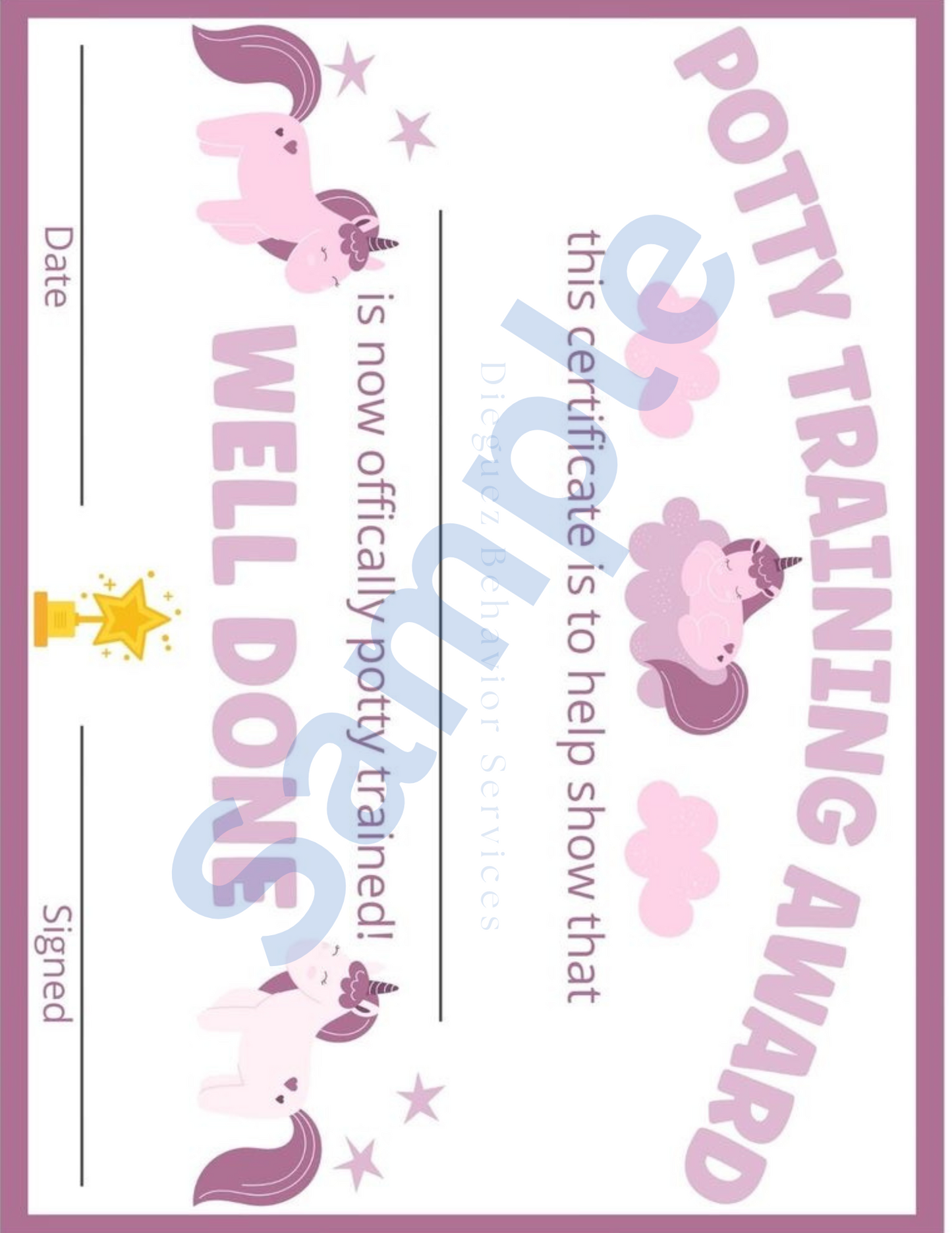 Potty training certificate